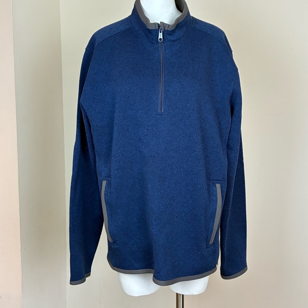 Life Is Good Blue and Gray Knit Pullover-Sz M